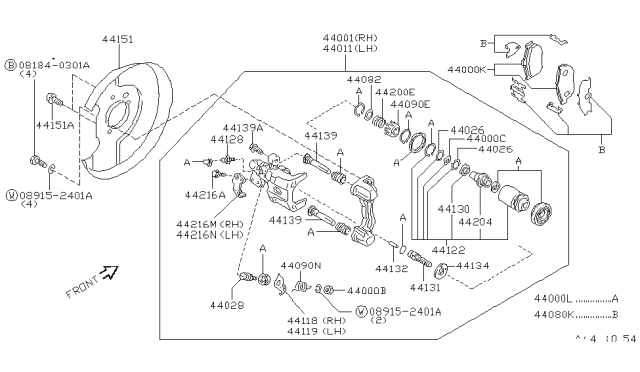 1997 Nissan Stanza  Rem Cal Rear RH Diagram for 440010E601