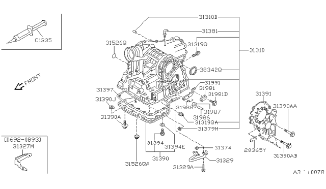 1994 Nissan Stanza  Pan Assy-Oil Diagram for 3139080X06