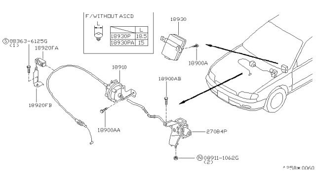 1996 Nissan Altima Controller Assy-ASCD Diagram for 189301E811