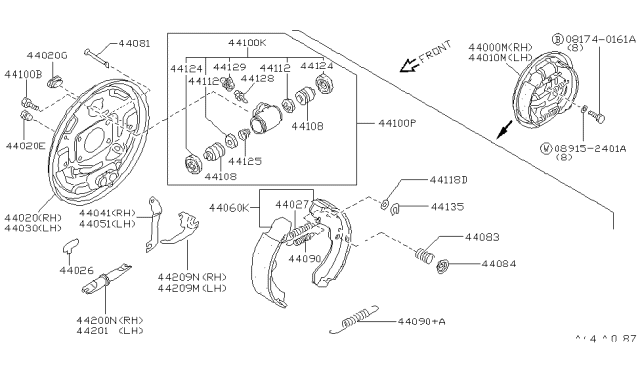 1995 Nissan Stanza  Shoe Set (Rear Brake) Diagram for 440602B025