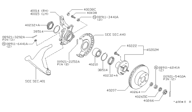 1995 Nissan Stanza Spindle-KNUCKLE, RH Diagram for 400140E000