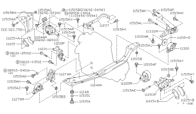 1994 Nissan Stanza  Bolt-Hex Diagram for 081210351E