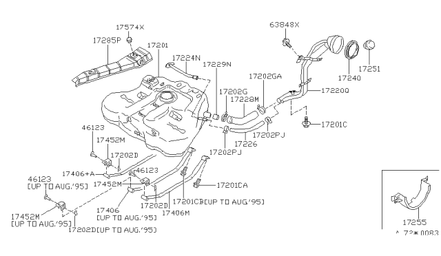 1996 Nissan Altima  Hose-Filler Diagram for 172280E001