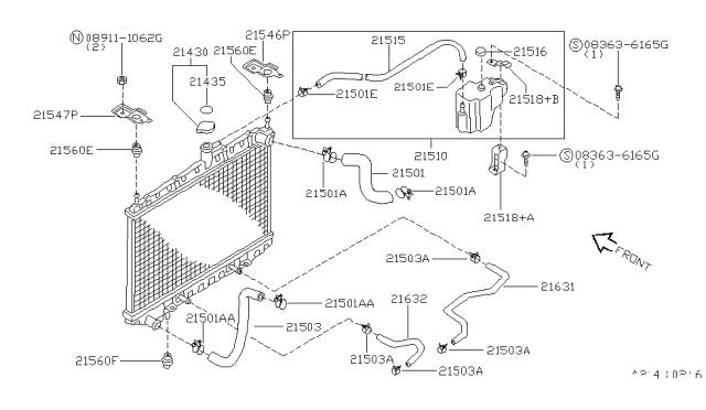 1995 Nissan Stanza Hose Flexible Diagram for 216322B000
