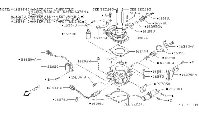 1995 Nissan Hardbody Pickup (D21U)  Screw-Adjusting Diagram for 1614473C01