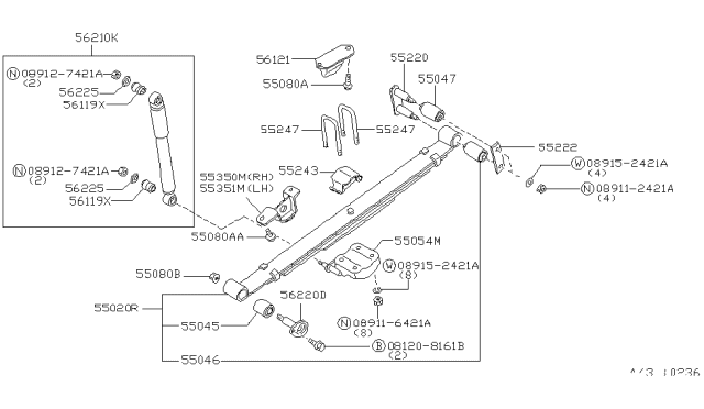 1997 Nissan Hardbody Pickup (D21U)  Shackle Assy-Rear Spring Diagram for 552203B310