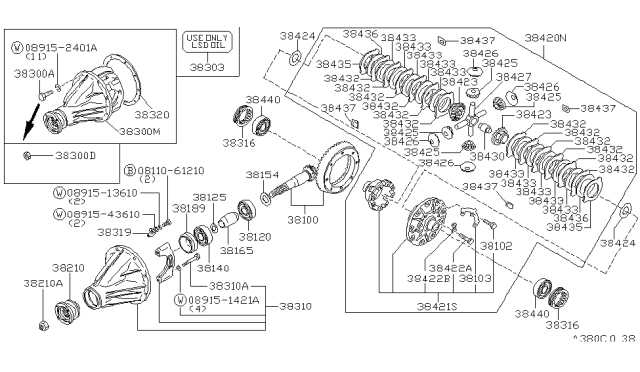 1997 Nissan Hardbody Pickup (D21U) Seal-Oil, Drive Pinion Diagram for 38189C7011