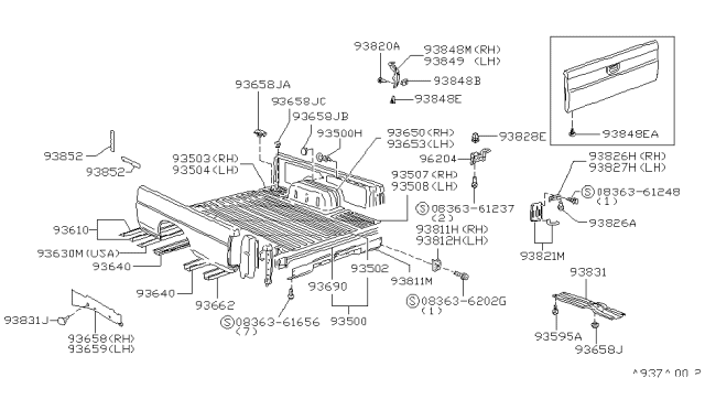 1995 Nissan Hardbody Pickup (D21U)  Grommet-Screw Diagram for 0128100591