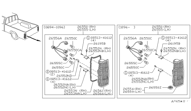 1996 Nissan Hardbody Pickup (D21U) Screw Diagram for 0143600651