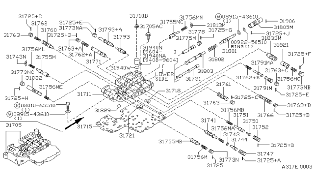 1997 Nissan Hardbody Pickup (D21U)  SOLENOID Assembly-Lock Up Diagram for 3194041X05