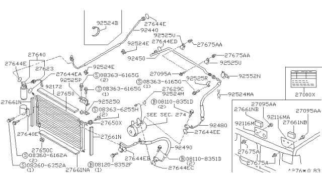 1997 Nissan Hardbody Pickup (D21U)  O-Ring (L) Diagram for 92473N8200