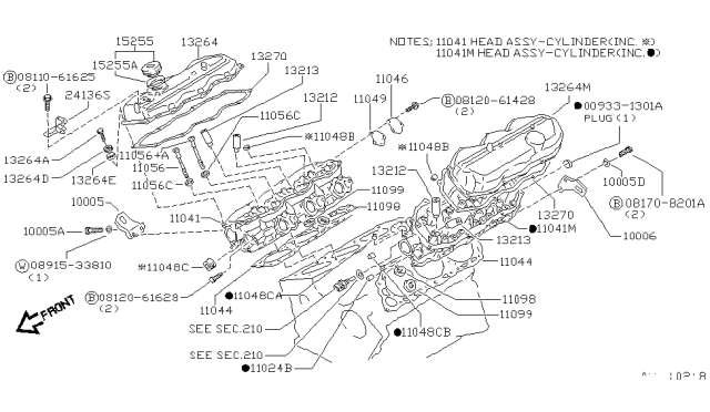1995 Nissan Hardbody Pickup (D21U)  Bolt-Rocker Cover Diagram for 1322453F01