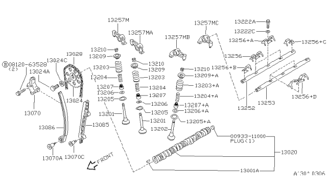 1996 Nissan Hardbody Pickup (D21U)  Valve Intake Diagram for 1320140F10