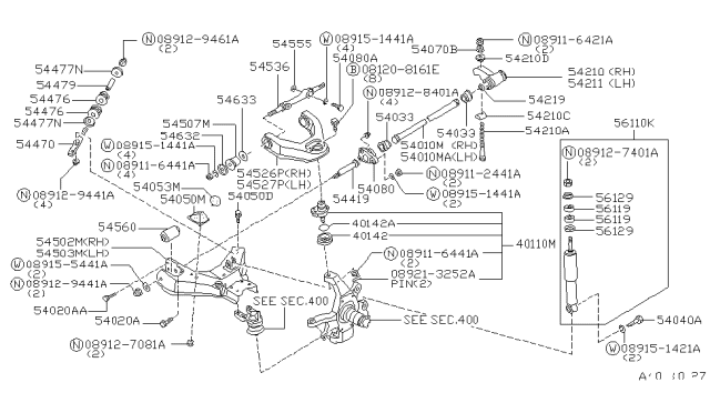 1996 Nissan Hardbody Pickup (D21U)  Nut Hex Diagram for 089128401A