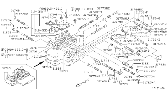 1995 Nissan Hardbody Pickup (D21U)  Control Valve Assembly Diagram for 3170545X73
