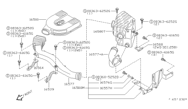 1997 Nissan Hardbody Pickup (D21U) Air Duct Assy Diagram for 165548B005