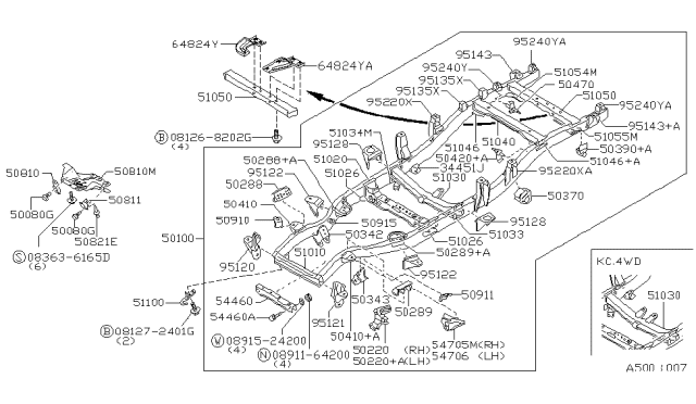 1996 Nissan Hardbody Pickup (D21U)  Bolt Hex Diagram for 081268202G
