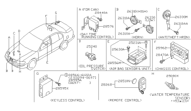 1995 Nissan Maxima  Horn Assembly-ANTITHEFT Diagram for 2560540U10
