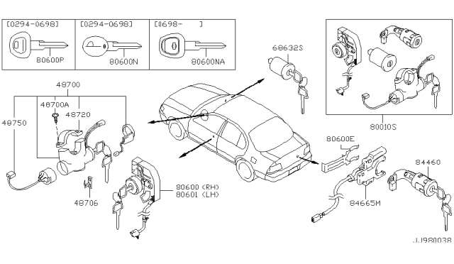 1998 Nissan Maxima  Key-Blank, Master Diagram for H05644L600