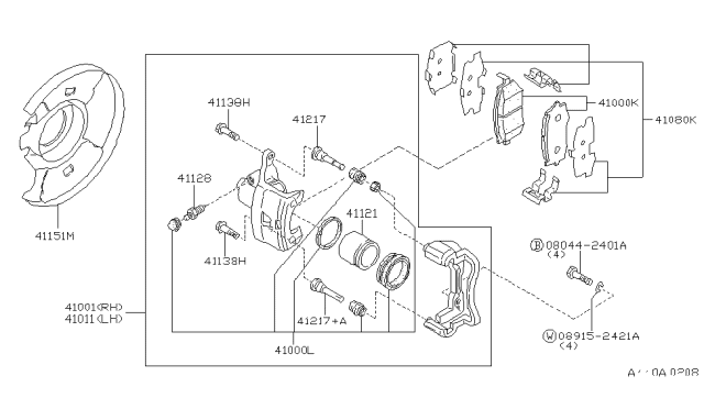 1999 Nissan Maxima  Disc Brake K Diagram for 4108040U25