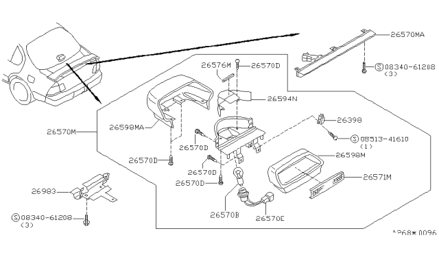 1996 Nissan Maxima  Lamp Assembly-Stop Diagram for 265900L720