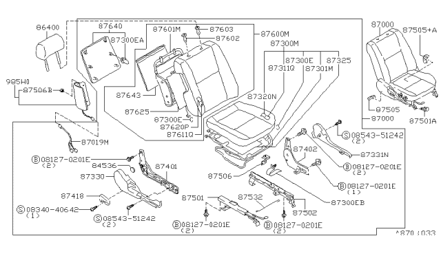 1998 Nissan Maxima  Nut Diagram for 8453618000