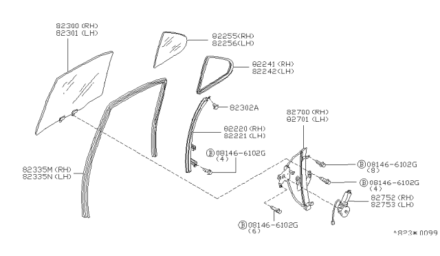1997 Nissan Maxima Glass Rear Window LH Diagram for 8230140U00