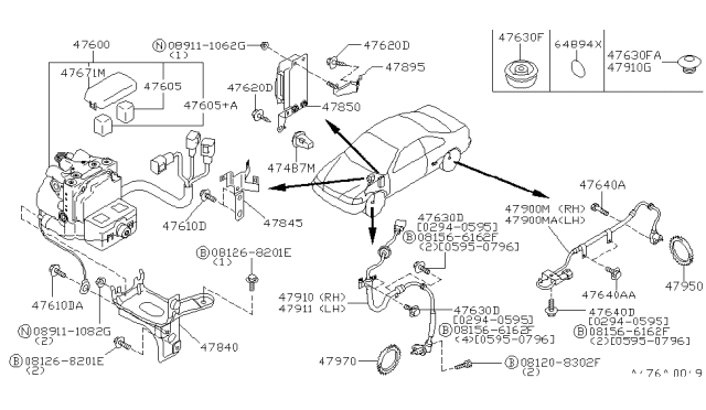 1995 Nissan Maxima  Relay Assy-Actuator Diagram for 476050M001