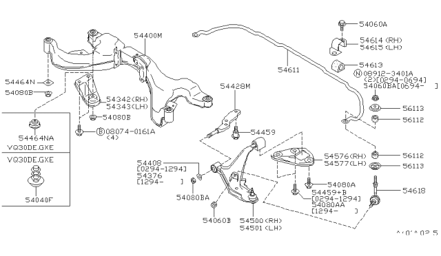 1995 Nissan Maxima  Stopper-Rebound Front Suspension Diagram for 5446431U01