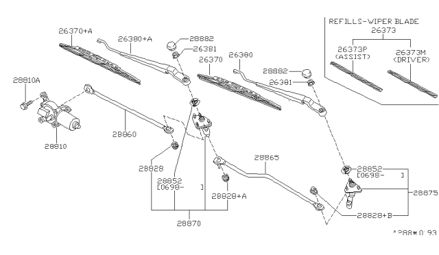 1998 Nissan Maxima Cover-Wiper Arm Diagram for 288826J000