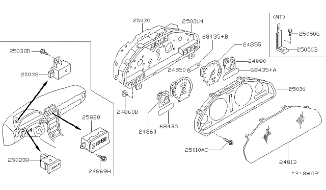 1999 Nissan Maxima Speedometer Assembly Diagram for 248203L000