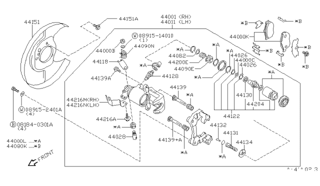 1996 Nissan Maxima  Rear Brake Pads Kit Diagram for 440607E690