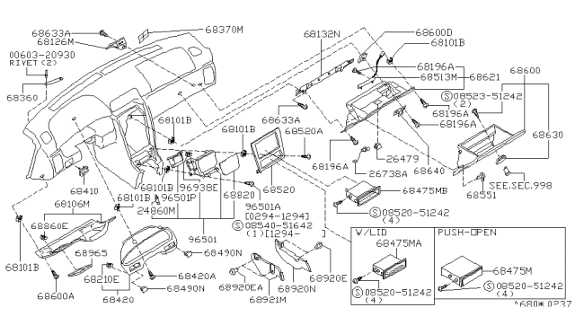 1995 Nissan Maxima  Clip - Trim Diagram for 0155300772