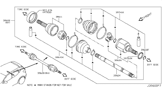 2018 Nissan Rogue Sport  Shaft Assy-Rear Drive Diagram for 396001HC0C