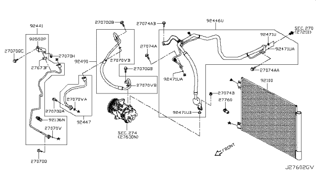 2019 Nissan Rogue Sport  Condenser & Liquid Tank Assy Diagram for 921004BE0A