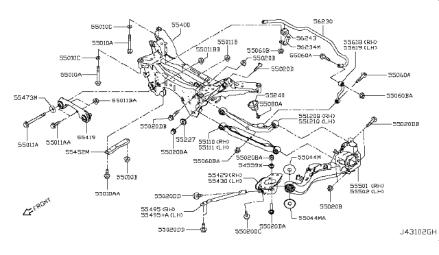 2018 Nissan Rogue Sport  Bound Rear Suspension Bumper Assembly Diagram for 552404CE0A