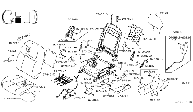 2017 Nissan Rogue Sport  Knob-Lifter Lever Diagram for 874364BW0A