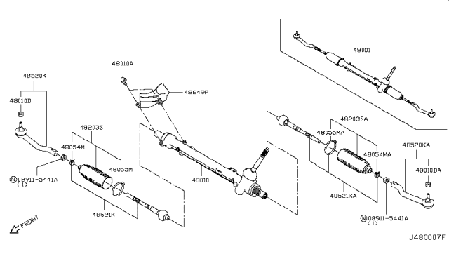 2017 Nissan Rogue Sport  Gear Assy-Steering Diagram for 480104BA0A