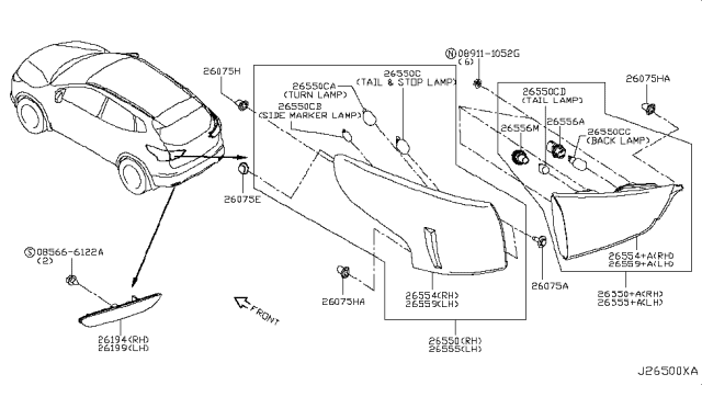 2017 Nissan Rogue Sport  Bulb Diagram for 2626189943