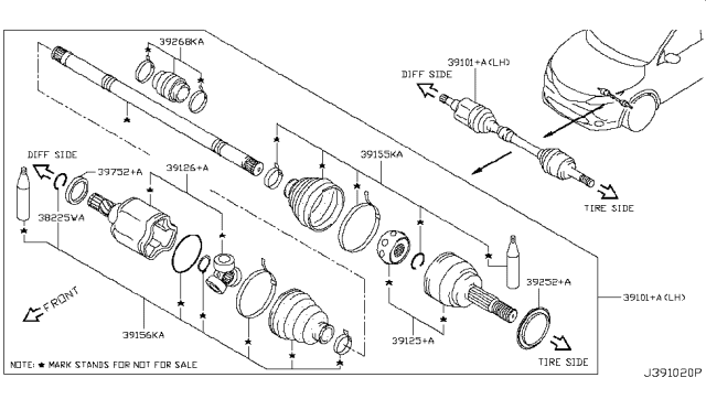 2017 Nissan Rogue Sport Dynamic Damper Kit-Front Drive Shaft Diagram for 392685U00K