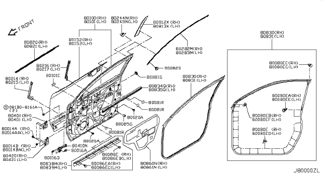2018 Nissan Rogue Sport  Moulding Assy-Front Door Outside, RH Diagram for 808206MA0A