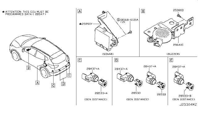 2018 Nissan Rogue Sport  FINISHER-SONAR Diagram for 285336MM8B
