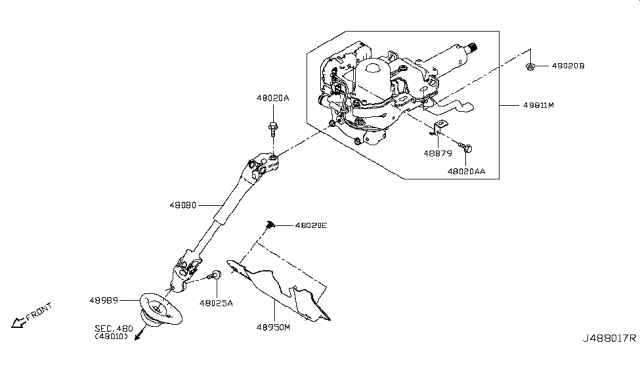2018 Nissan Rogue Sport  Seal-Lower Cover, Sterring Column Diagram for 489894BA0B