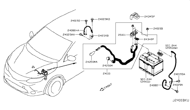 2017 Nissan Rogue Sport  Cover-Battery Terminal Diagram for 243451VA2A