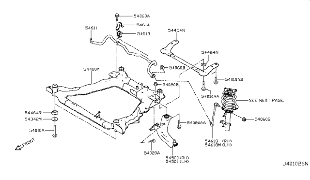 2019 Nissan Rogue Sport  Member Complete-Front Suspension Diagram for 544006MA1B