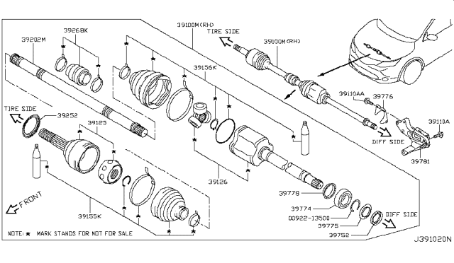 2019 Nissan Rogue Sport  Bracket-Bearing Support, Front Drive Shaft Diagram for 397804BB0B