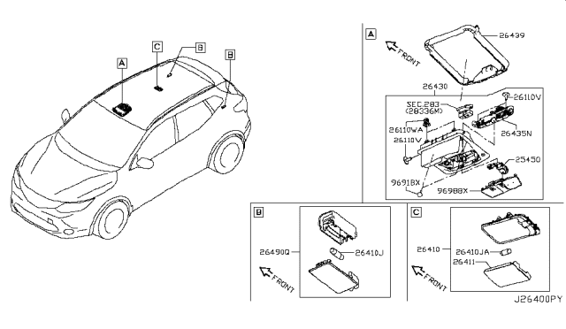 2017 Nissan Rogue Sport Lamp Assembly Map Diagram for 264304GB7B
