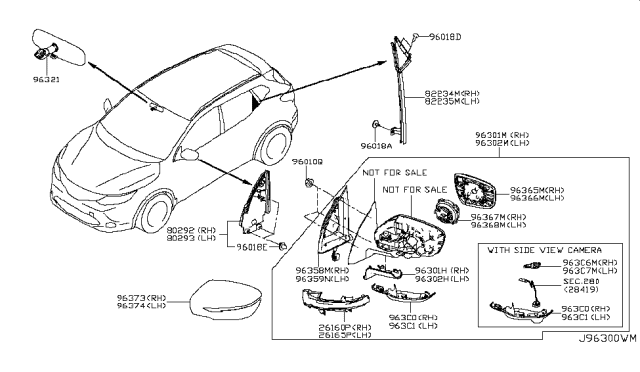 2017 Nissan Rogue Sport Mirror Assy-Inside Diagram for 963219Y00C