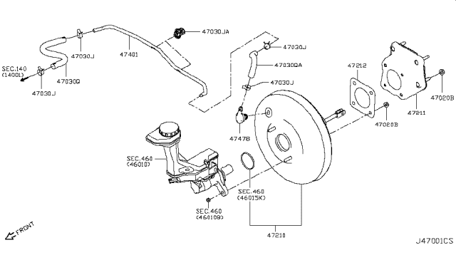 2019 Nissan Rogue Sport  Booster Assy-Brake Diagram for D72104CL5B