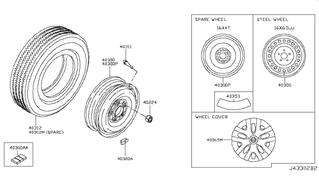 2017 Nissan Rogue Sport  Wheel Assy-Disc Diagram for 403003RB0C